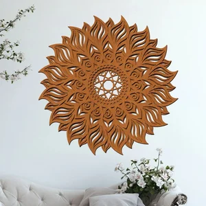 Dřevěná 3D mandala Vnitřní Plamen, 40 cm, Třešeň
