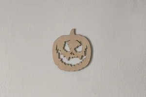 Dřevěná dekorace Dýně na zeď Halloween 15x16 cm