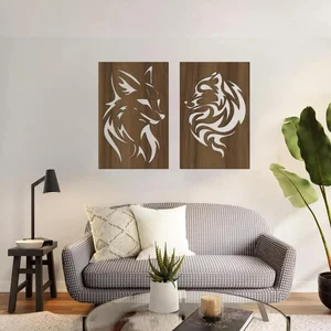 Dřevěná dekorace Liška 40x62 cm Ořech