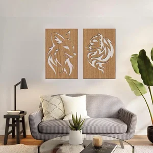 Dřevěná dekorace Liška na zeď