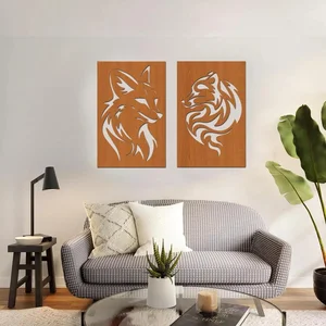 Dřevěná dekorace Liška na zeď