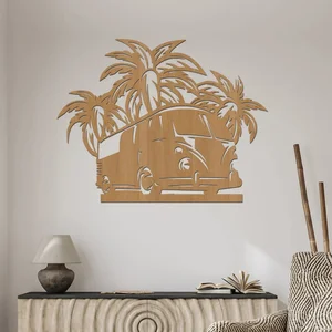 Dřevěná dekorace na zeď HOLIDAY CAR