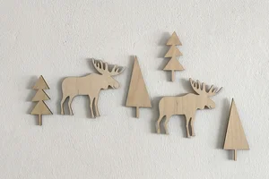 Dřevěná dekorace na zeď Les - set Barevná Bříza