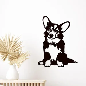 Dřevěná dekorace psa Corgi Černá