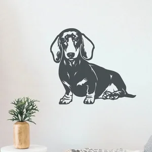 Dřevěná dekorace psa Jezevčíka Antracitová 30x27 cm