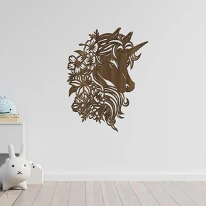 Dřevěná dekorace Unicorn na zeď