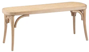Dřevěná lavice Charlie s ratanovým sedákem