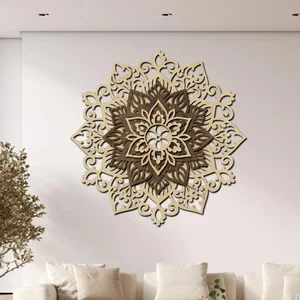 Dřevěná mandala Inspirativní energie 40 cm, javor-ořech