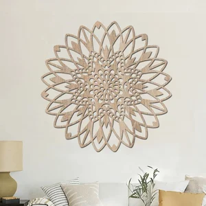 Dřevěná mandala na zeď Zdraví, 60 cm, dub Sonoma