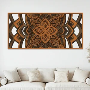 Dřevěná mandala Odvaha 4 vrstvy 120x58 cm
