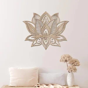 Dřevěná mandala Plovoucí květ 40x34 cm, dub Sonoma