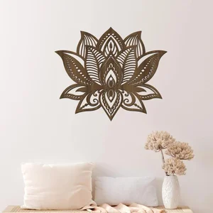 Dřevěná mandala Plovoucí květ 40x34 cm Ořech