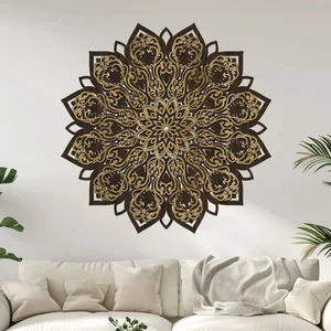 Dřevěná mandala Rozkvět 2 vrstvy 40x40 cm