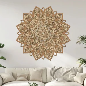 Dřevěná mandala Rozkvět 2 vrstvy 40x40 cm – Dekor s motivem růstu a harmonie