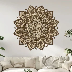 Dřevěná mandala Rozkvet 2 vrstvy 40x40 cm