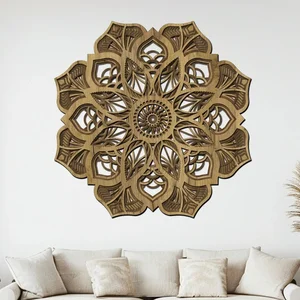Dřevěná mandala Zářivá radost 4 vrstvy 40 cm
