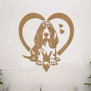 Dřevěná samolepka Basset Hound srdce 37x40 cm