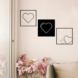 Dřevěná srdce na zeď 3D kolekce Černá 80x80 cm