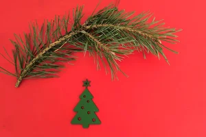 Dřevěná vánoční ozdoba stromku červená