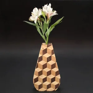 Dřevěná váza mozaika 23 cm