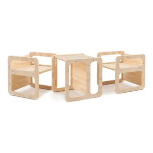 Dřevěné dětské židle set 3 ks Natural