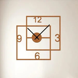Dřevěné nástěnné hodiny Double Square
