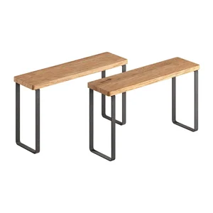 Dřevěné přídavné poličky York – Metaltex, sada 2 ks, 27×8 cm, matně černo-přírodní