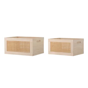 Dřevěné úložné boxy v přírodní barvě, sada 2 kusy