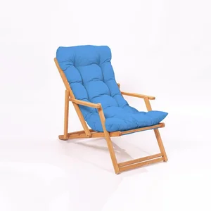 Dřevěné zahradní lehátko Floriane Garden – modro-přírodní provedení