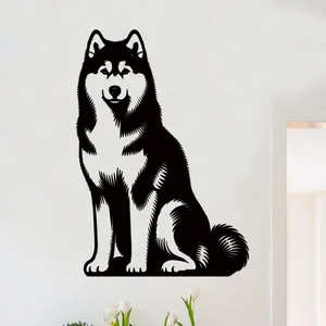 Dřevěný Husky obraz 24x40 cm Černá dekorace