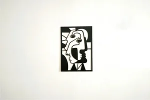 Dřevěný kubistický obraz na zeď 24x35 cm Černý