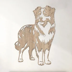 Dřevěný obraz australského ovčáka 28x40 cm