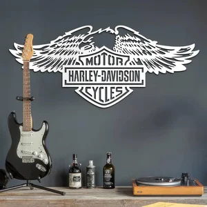 Dřevěný obraz Harley Davidson logo