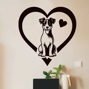 Dřevěný obraz Jacka Russella srdce Černá