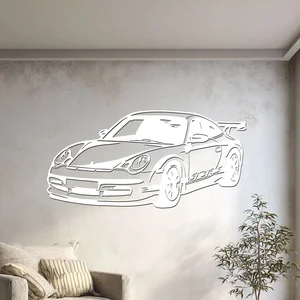 Dřevěný obraz Porsche 911 GT3 RS 60x29 cm Bílá