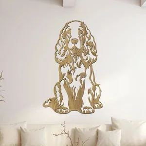 Dřevěný obraz psa Anglický kokršpaněl 38x60 cm Dub zlatý