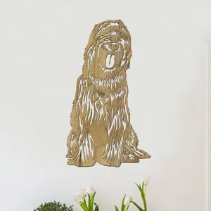 Dřevěný obraz psa Briard Dub zlatý 23x40 cm