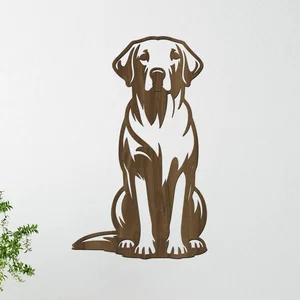 Dřevěný obraz psa Labradora 24x40 cm Ořechová barva