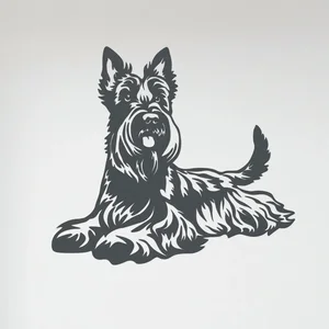 Dřevěný obraz Skotský teriér 40x36 cm Antracitová