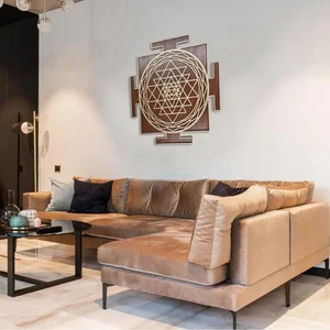 Dřevěný obraz Sri Yantra s zlatým akcentem 60 cm