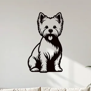 Dřevěný obraz West Highland White Terrier Černá 24x40 cm