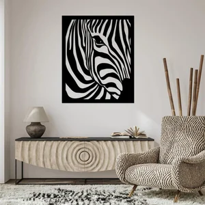 Dřevěný obraz Zebra na zeď 80x96 cm - Buková barva