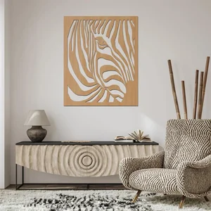 Dřevěný obraz Zebra na zeď 95x114 cm - Buková varianta