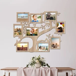 Dřevěný rodinný fotorámeček na zeď 96x76 cm