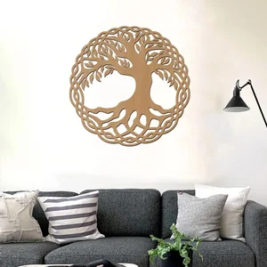 Dřevěný strom NIAMH na stěnu, 40 cm, buková barva