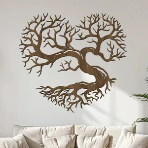 Dřevěný strom Srdce přírody 60x55 cm ořech