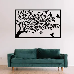 Dřevěný strom VÍTR na zeď 100x60 cm Černý