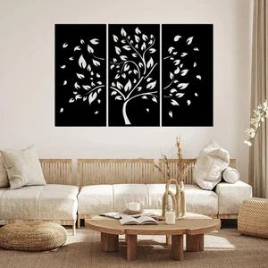 Dřevěný strom života PODZIM 3D dílky Černá 240x160 cm