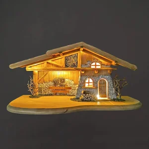 Dřevěný vánoční betlém bez figurek s LED osvětlením 54 cm