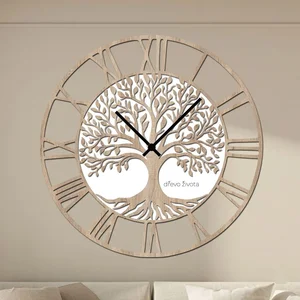 Dřevo života Nástěnné hodiny Strom, 50x50 cm, Dub Sonoma